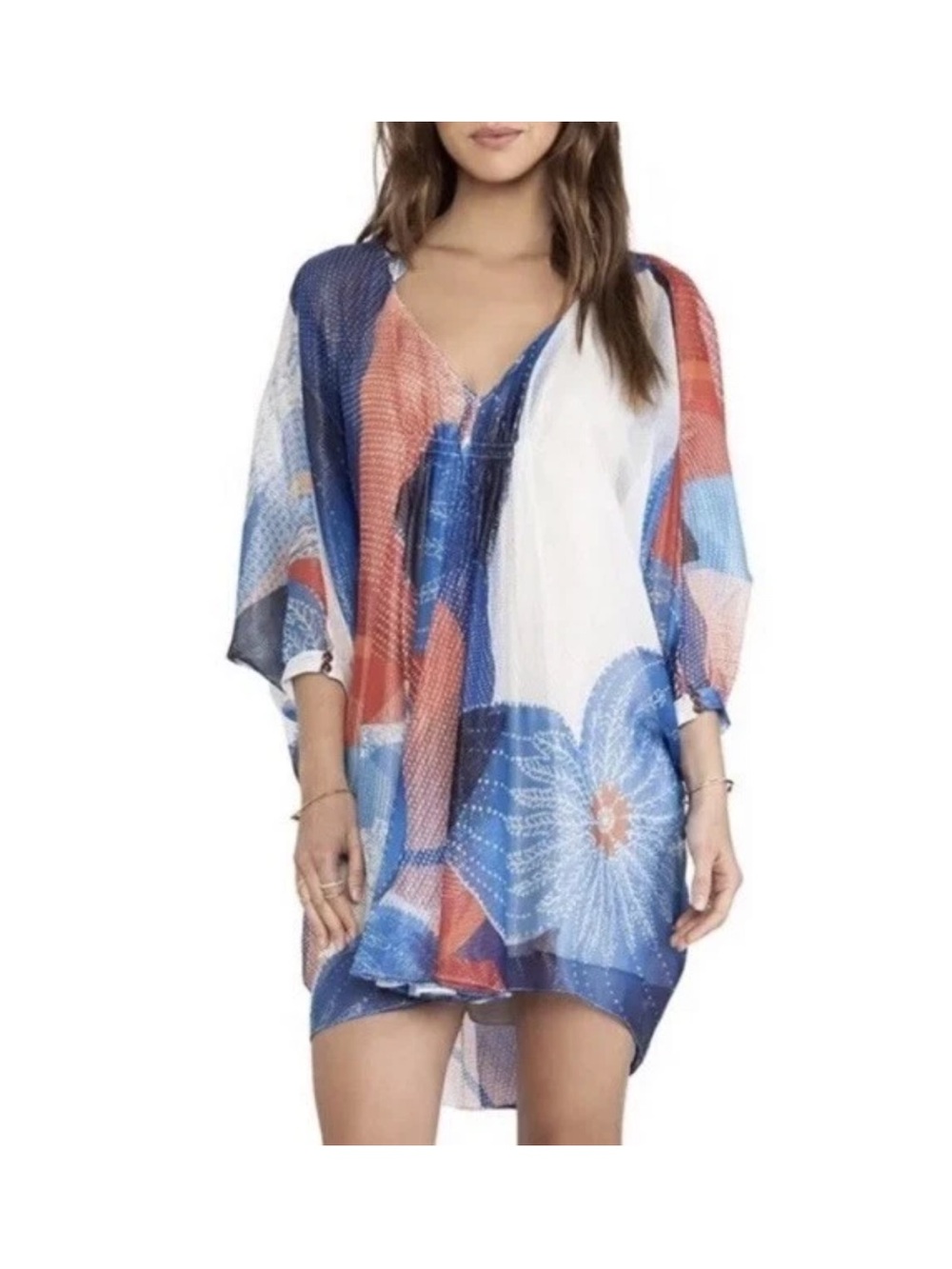 Diane Von Furstenburg fleurette billow sleeve tunic dress